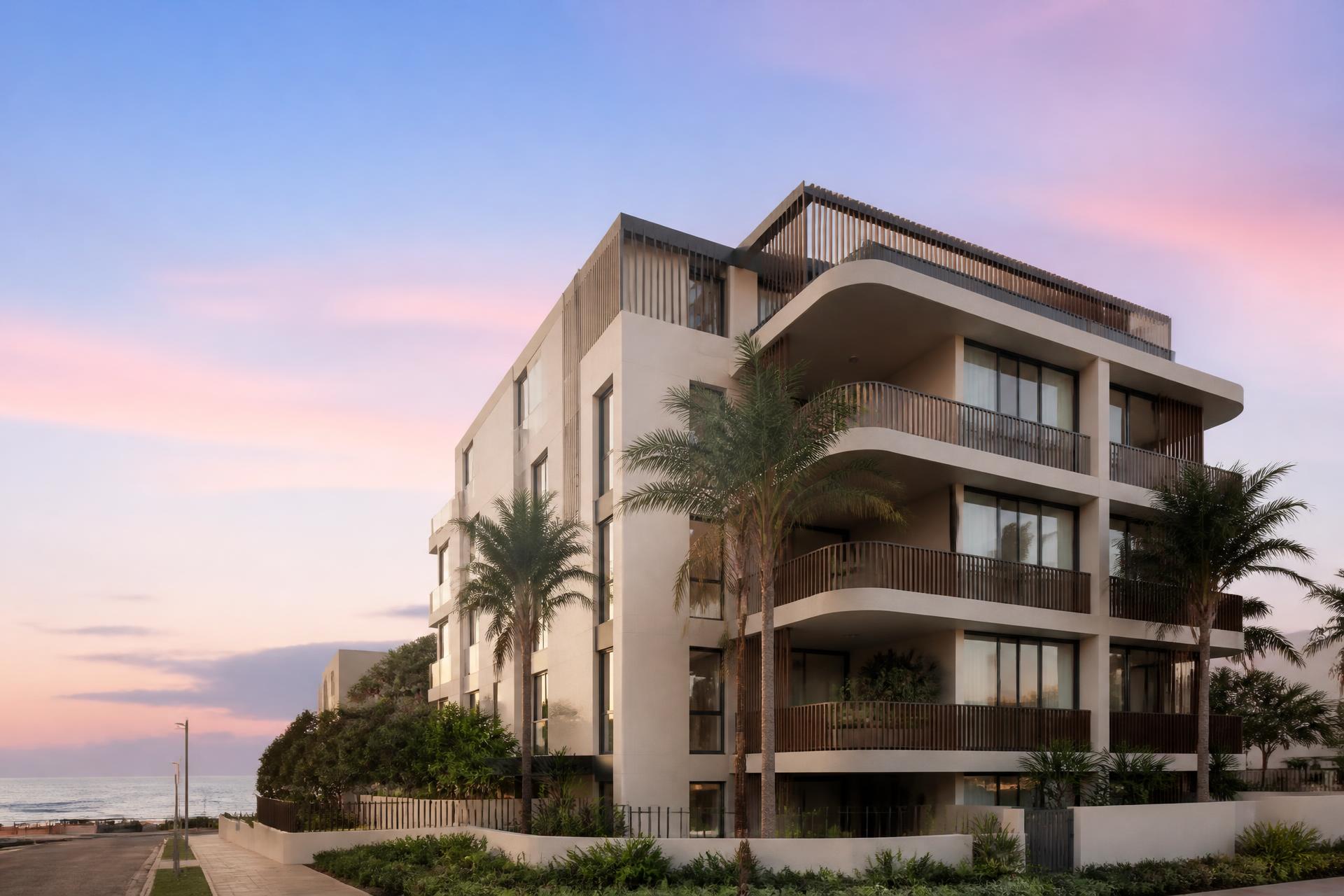 Coastal apartment building of the kind managed for owners corporations in NSW